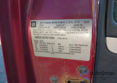 2008 Chevrolet Hhr Ls z USA, uszkodzony, nr VIN 3GNCA13D78S716582